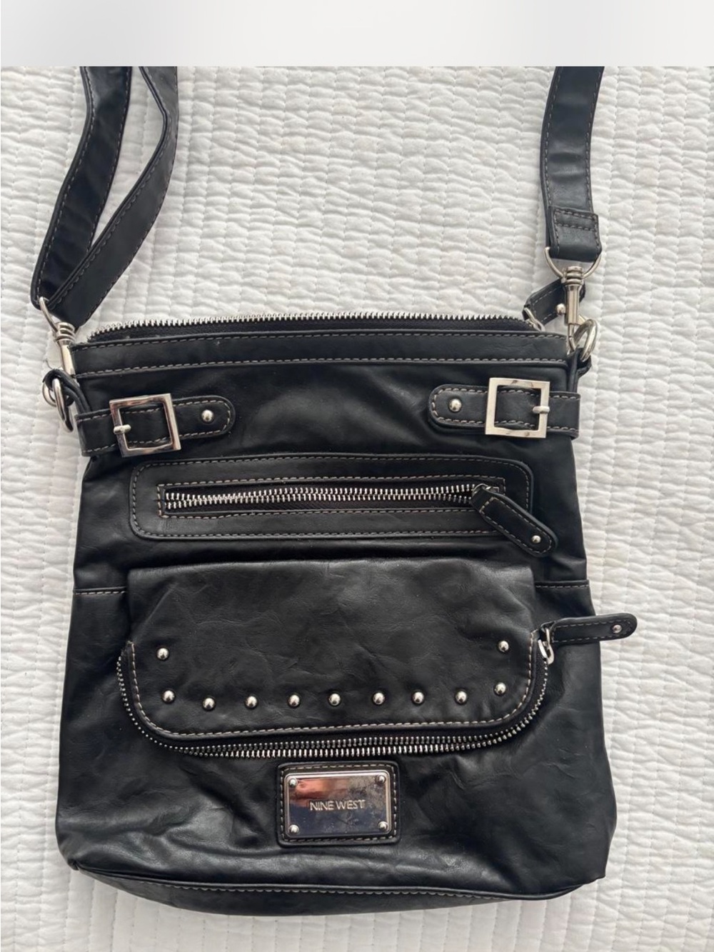 Nine West Black Studded Crossbody Bag